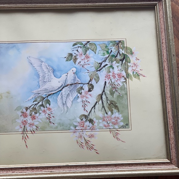 Vintage Haik Muradian Doves & Branches print framed 11 x 9 Home Decor Wall Art - Picture 3 of 9